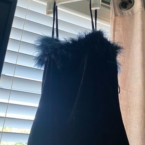 Puffy cocktail velvet black dress
